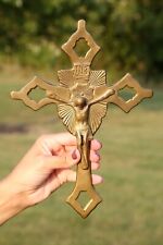 Vintage Antique Crucifix gothic cross casket coffin church funeral metal display picture