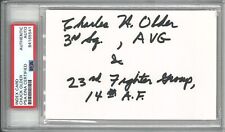 CHARLES OLDER SIGNED INDEX CARD PSA DNA 84165541 WWII ACE 18.25V AVG TIGER picture