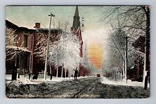 Steubenville OH-Ohio, Snow Scene up Fourth Street, Antique Vintage Postcard picture