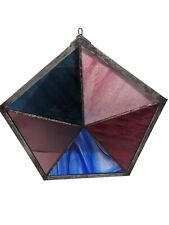 Vintage Multicolor Pentagon Shaped  STAINED GLASS Sun catcher 15