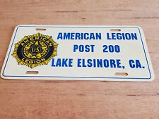 Vintage LAKE ELSINORE, CA Post 200 American Legion Plastic License Plate C2 picture