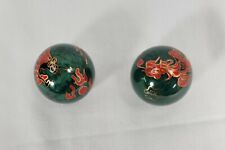 Pair of vintage green Chiming Baoding Balls with Dragon and Phoenix picture
