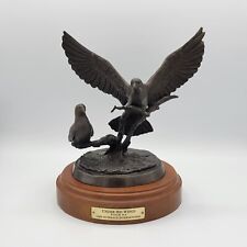 Vintage Bronze Sculpture Under His Wings Scott Stearman Signed Dove Bird Statue picture