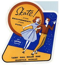Tarry Hall Vintage Roller Skating Rink Sticker Grandville MI rs1 picture