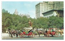 Vintage Horse Drawn Carriages 59th Street NYC Postcard Unused Chrome picture