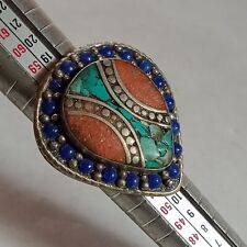 Rare Ancient Victorian Silver Color RING Amazing With Natural TURQUOISE Stones picture