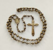Mama-Estelle Antique Rosary Virgin Christ 59 Small Beads Balls Metal picture