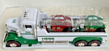 Hess 2022 Flatbed Truck with 2 PULL-BACK Hot Rods Cars LED Lights and Sound New picture