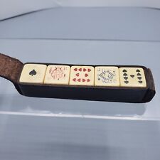 Vintage Set Of 5 Faded Poker Dice in a Leather Carry Case picture