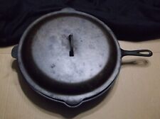 Early Unmarked Lodge #14 Cast Iron Skillet With Lid 3 Notch Heat Ring picture