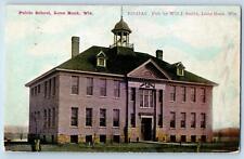 1911 Public School Building Entrance Campus Tower Lone Rock Wisconsin Postcard picture