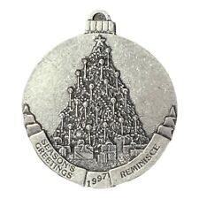 Vintage 1997 Reminisce Magazine Pewter Collector Ornament Seasons Greetings TREE picture