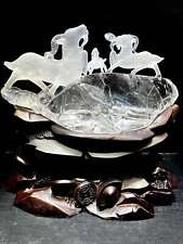 21.38LB Natural Clear Quartz Crystal Hand Carved Sheep Skull Reiki Healing+stand picture