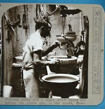 Scarce 1905 Stereoview Photo Industrial Social History Forming Clay Mould Stoke picture