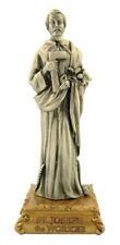 Pewter Saint St Joseph the Worker Figurine Statue on Gold Tone Base, 4 1/2 Inch picture