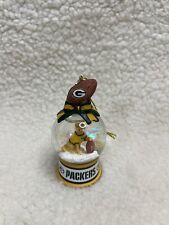 Green Bay Packers 3.5 inch snow globe ornament Danbury Mint dog with football picture