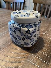 Polish Pottery Jar W Lid Canister Butterfly Pattern picture