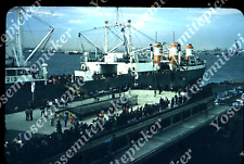 Sl84 Original Slide 1950's Red Kodachrome port huge ship 488a picture