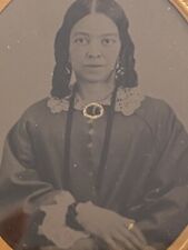 Original Ambrotype African American Woman GORGEOUS Tinted 1/6 Plate Photograph picture