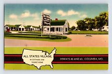 Postcard Missouri Columbia MO All States Village Motel 1942 Posted Linen picture