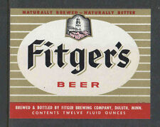 1970s FITGERS BEER BOTTLE LABEL DULUTH MINN - RED STRIPE AT BOTTOM - UNUSED picture