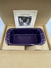 NIB Longaberger Pottery Woven Traditions Small Loaf Dish Eggplant Item 3162070 picture