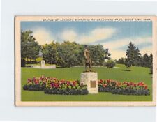 Postcard Statue of Lincoln Entrance to Grandview Park Sioux City Iowa USA picture