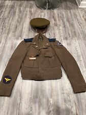RARE NAMED WWII POST WW2 Air Force Officer Air Cadet  AAF Jacket Coat And Visor picture