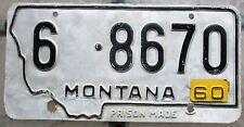 MONTANA License Plate 1959 1960 Gallatin County (6) #8670 - Says PRISON MADE picture