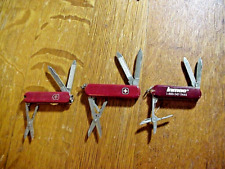 3 Vintage Small SWISS ARMY KNIVES -- One has Ad for INMAC picture