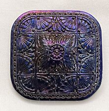 Vintage Czech Glass Patterned Button w/Blue & Purple Carnival Luster (CZ) picture