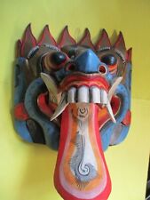 Vtg Wood Mask Rangda Indonesian Balinese Mythology Wall Art Sculpture Hanging picture
