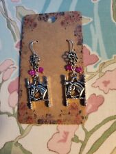 Equestrian Horse Lovers Dangle Cowgirl Earrings Jewelry Pink Beads picture