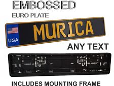 USA, AMERICA, European License Plate - ANY TEXT, EMBOSSED - YELLOW ON BLACK picture