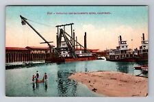 Sacramento CA-California, Dredging Sacramento River, Vintage Souvenir Postcard picture
