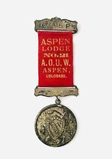Antique A.O.U.W. Aspen CO Lodge #21 Medal Ribbon Breast Jewel Regalia MC Lilley picture