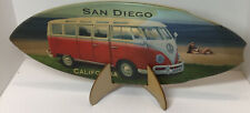 antique 16 in surf board/ wood, volkswagan, San Diego,Califoria. with stand picture