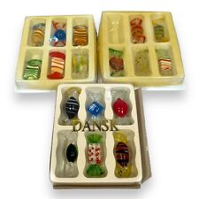 Vintage Dansk Glass Sweets Wrapped Candy Ornaments Lot of 17 Multicolor Striped picture