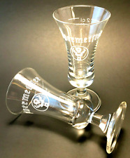 (2) JAGERMEISTER Footed Clear Glass ShotGlass White Stag German Barware Flute picture