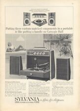 1965 Sylvania PRINT AD Stereo Console Garrard Turntable Frame it Great ART Decor picture