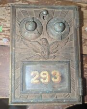1900s Antique Eagle Flying  Post Office Mail Box Door Double  Combination #293 picture