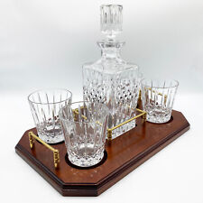 WEDGWOOD Vintage 80s Full Lead Crystal Set Old Fashioned Glasses, Decanter, Tray picture