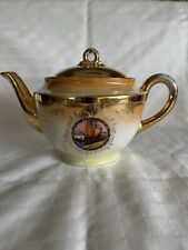 Vintage Gold Plated Teapot By Bica Pottery, Germany 1930s. Inset Of Sailing Ship picture