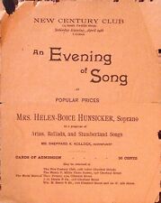 New Century Club An Evening Song Helen Boice Hunsicker Soprano Concert Program picture