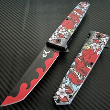 9” Red Monster Mini Katana Spring Assisted Blade Folding Pocket Knife Hunting picture