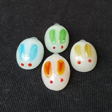 4 pcs White Little Bunny Rabbit Red Eyes Art Glass Handmade Cute Ornaments Toy picture