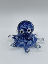 Dynasty Gallery Blue Art Glass Octopus Glow in the Dark Paperweight Figurine picture