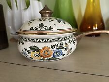 Vintage ASTA 1960 enamel cookware Made in Germany Floral Pattern w Brass handle picture