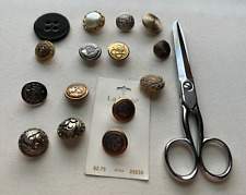 Buttons - Large Decorative - Lot of 15 Vintage  Buttons and Sewing Scissors picture