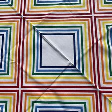 Vintage 80s Vera Neumann Equation Rainbow Stripe Tablecloth 52 inch Square Pride picture